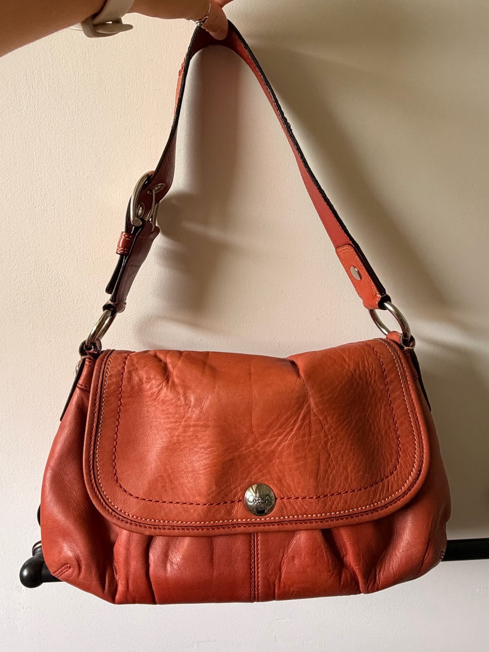 Coach Soho Flap Pleated Leather Shoulder Bag in Paprika